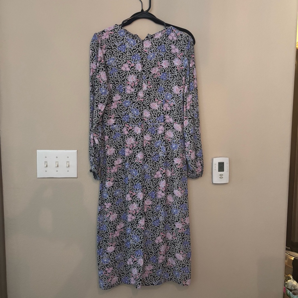 LOFT Floral Midi Dress 6 Petite NWT Long Sleeve V-Neck - Picture 8 of 8